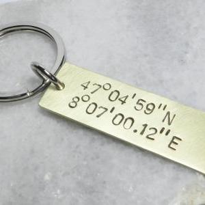 Personalized Brass Coordinates Tag..