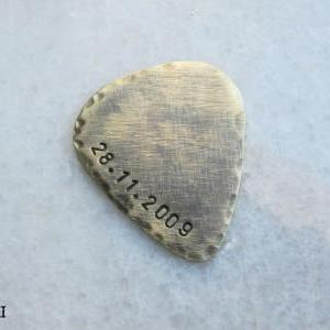 Personalized Oxidized Brass Guitar Pick. Quote,..